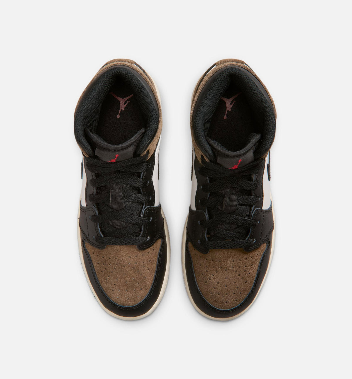 Air Jordan 1 Mid – Grade School Lifestyle Sneaker (Black / Palomino / University Red)