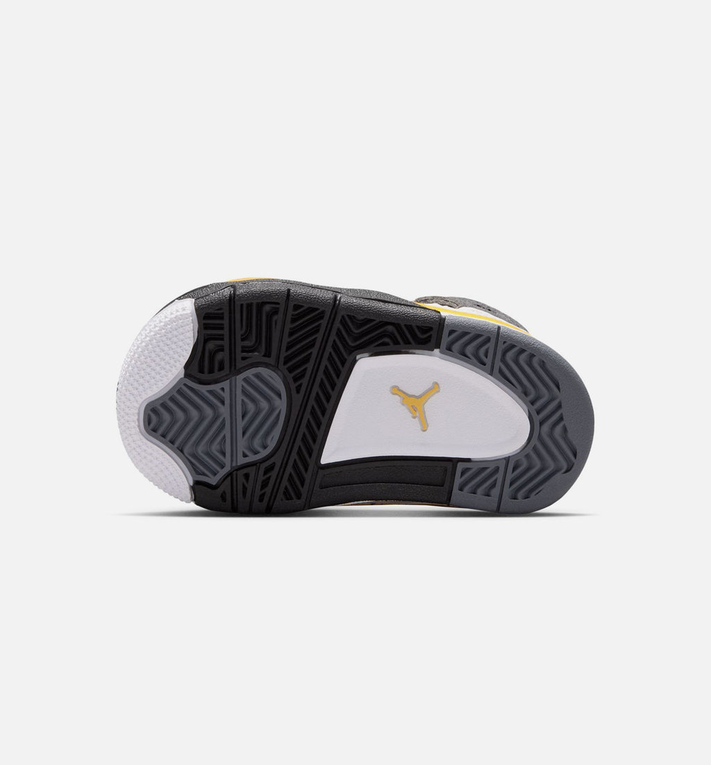 Air Jordan 4 Retro Rare Air Tour Yellow – Infant & Toddler Lifestyle Sneaker (White / Dark Blue Grey / Black / Tour Yellow)