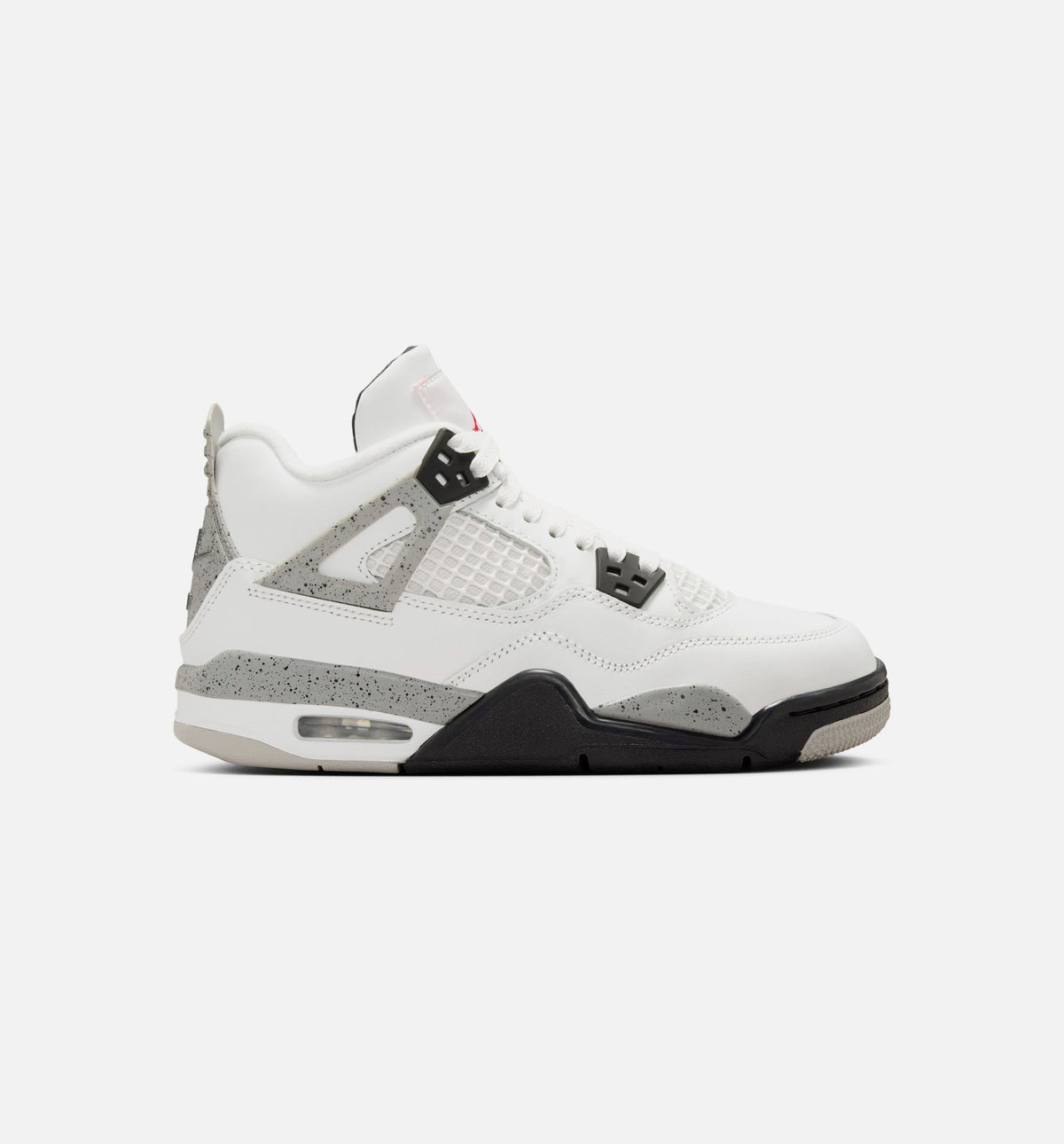 Air Jordan 4 Retro White Cement – Grade School Lifestyle Sneaker (Summit White / Fire Red / Cement Grey / Black)