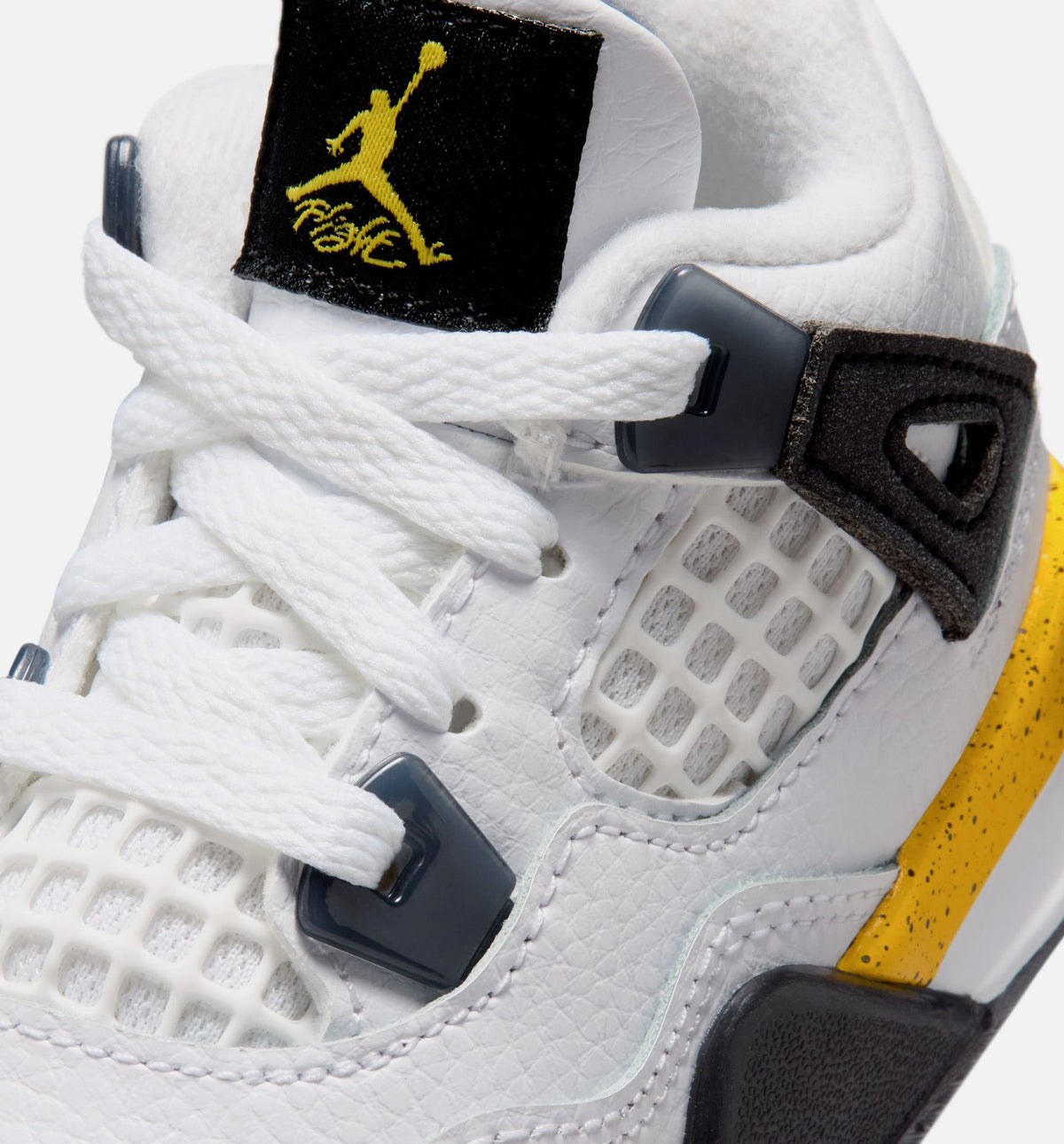 Air Jordan 4 Retro Rare Air Tour Yellow – Infant & Toddler Lifestyle Sneaker (White / Dark Blue Grey / Black / Tour Yellow)