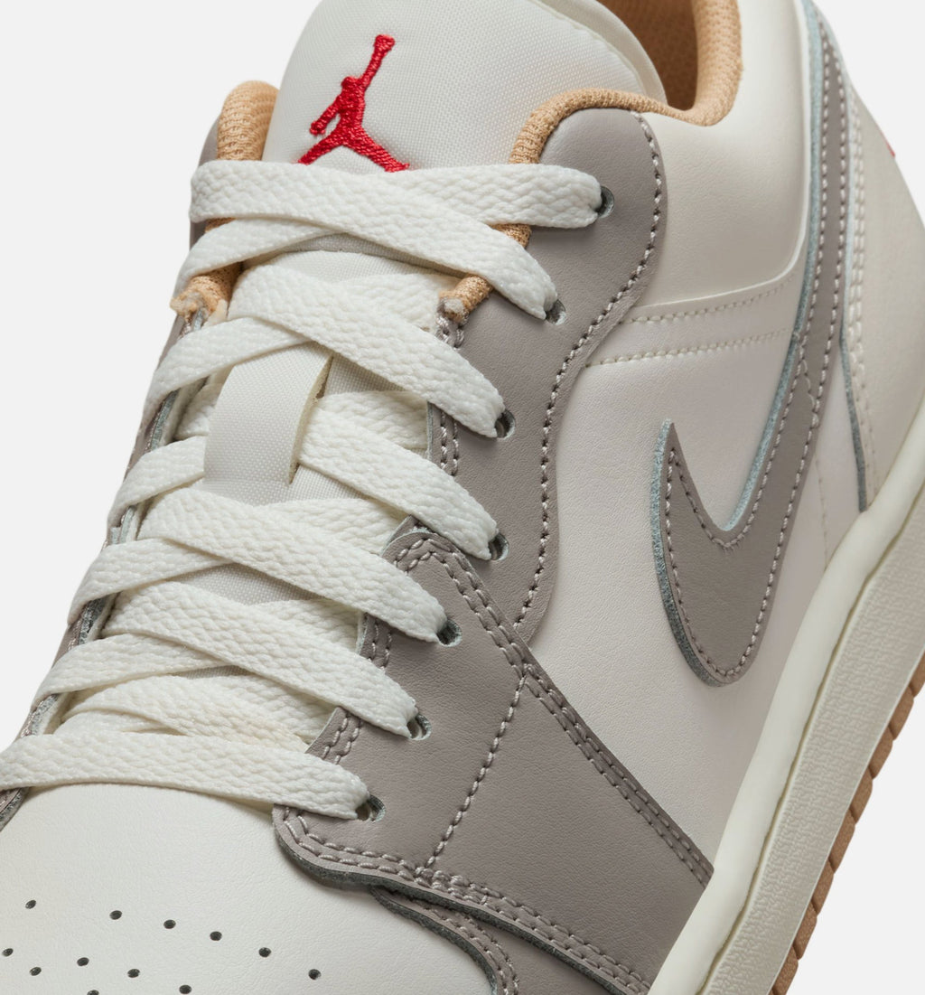 Air Jordan 1 Low – Men's Lifestyle Sneaker (Sail / Fire Red / College Grey)