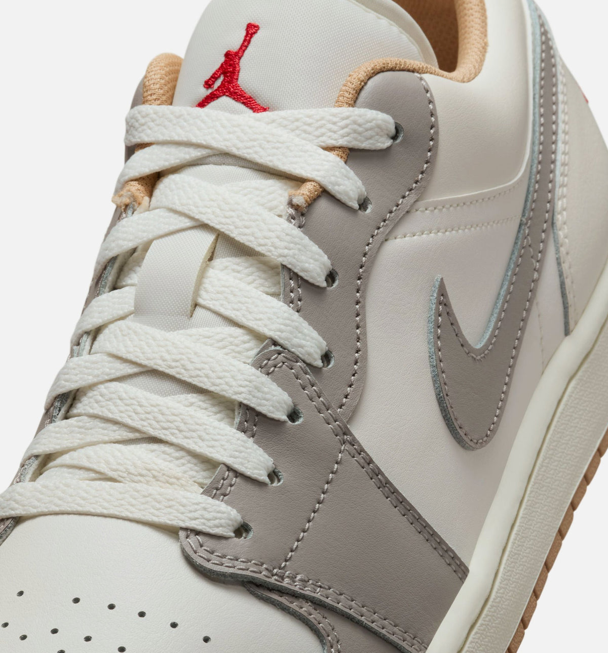 Air Jordan 1 Low – Men's Lifestyle Sneaker (Sail / Fire Red / College Grey)