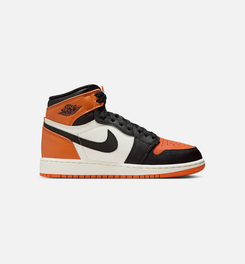 Air Jordan 1 Retro High OG Shattered Backboard – Grade School Lifestyle Sneaker (Black / Starfish)