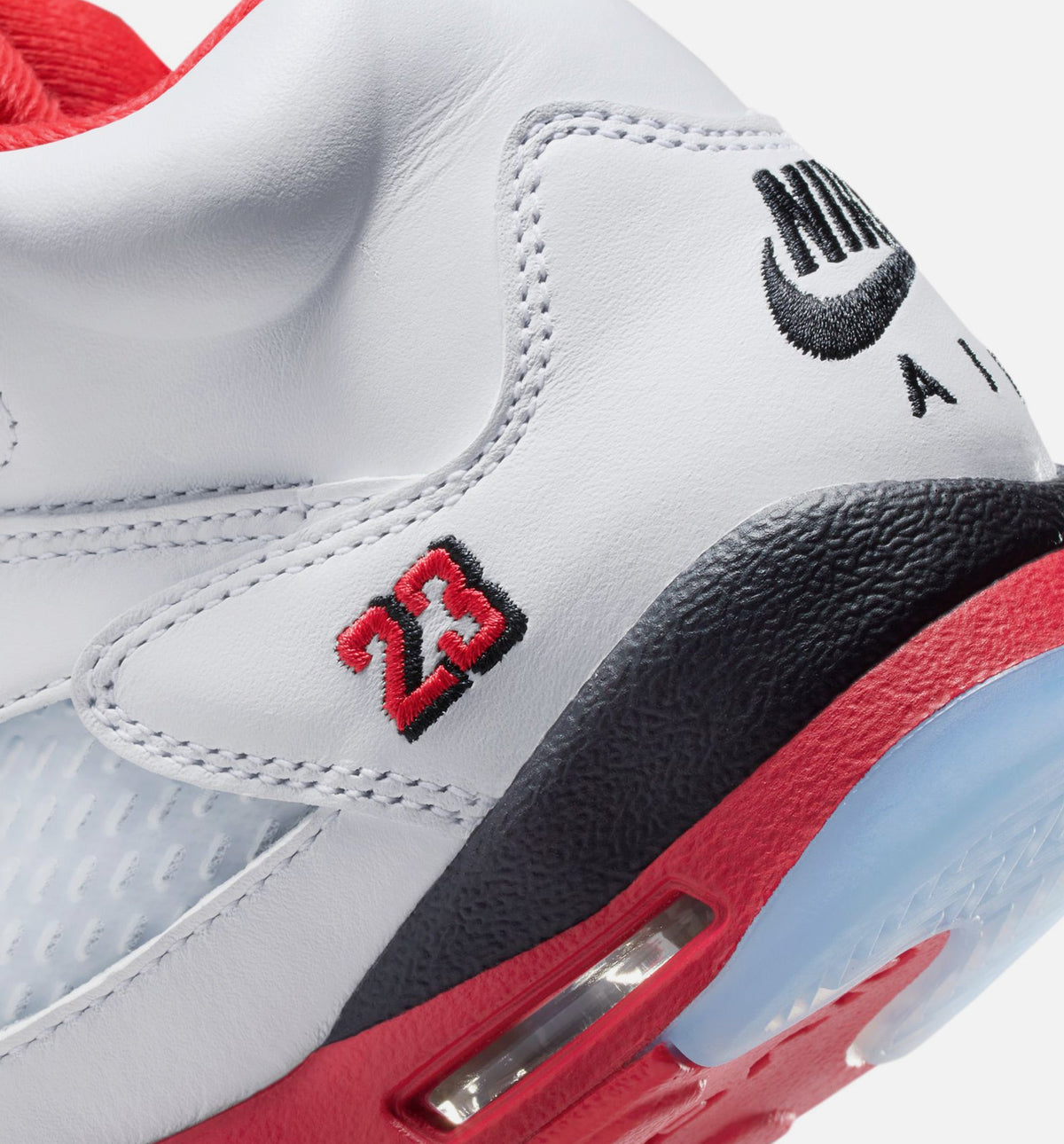 Air Jordan 5 Retro Fire Red – Grade School Lifestyle Sneaker (White / Fire Red / Black)