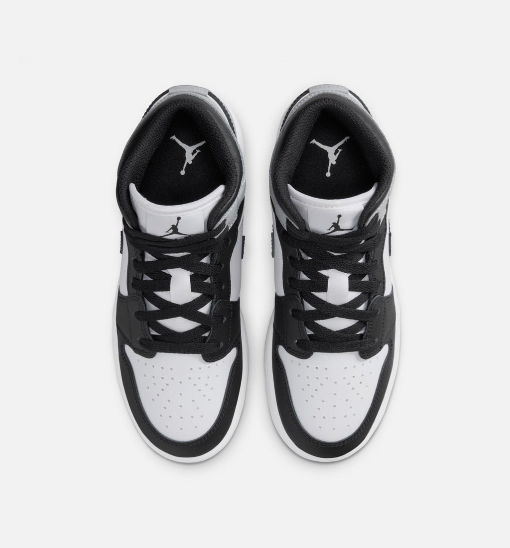 Air Jordan 1 Mid – Grade School Lifestyle Sneaker (White / Light Smoke Grey / Black)