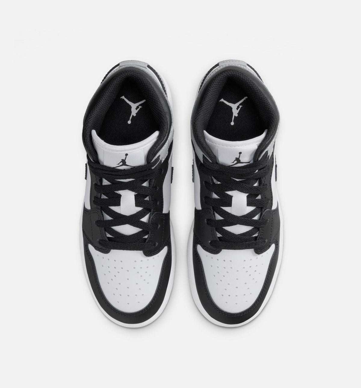 Air Jordan 1 Mid – Grade School Lifestyle Sneaker (White / Light Smoke Grey / Black)