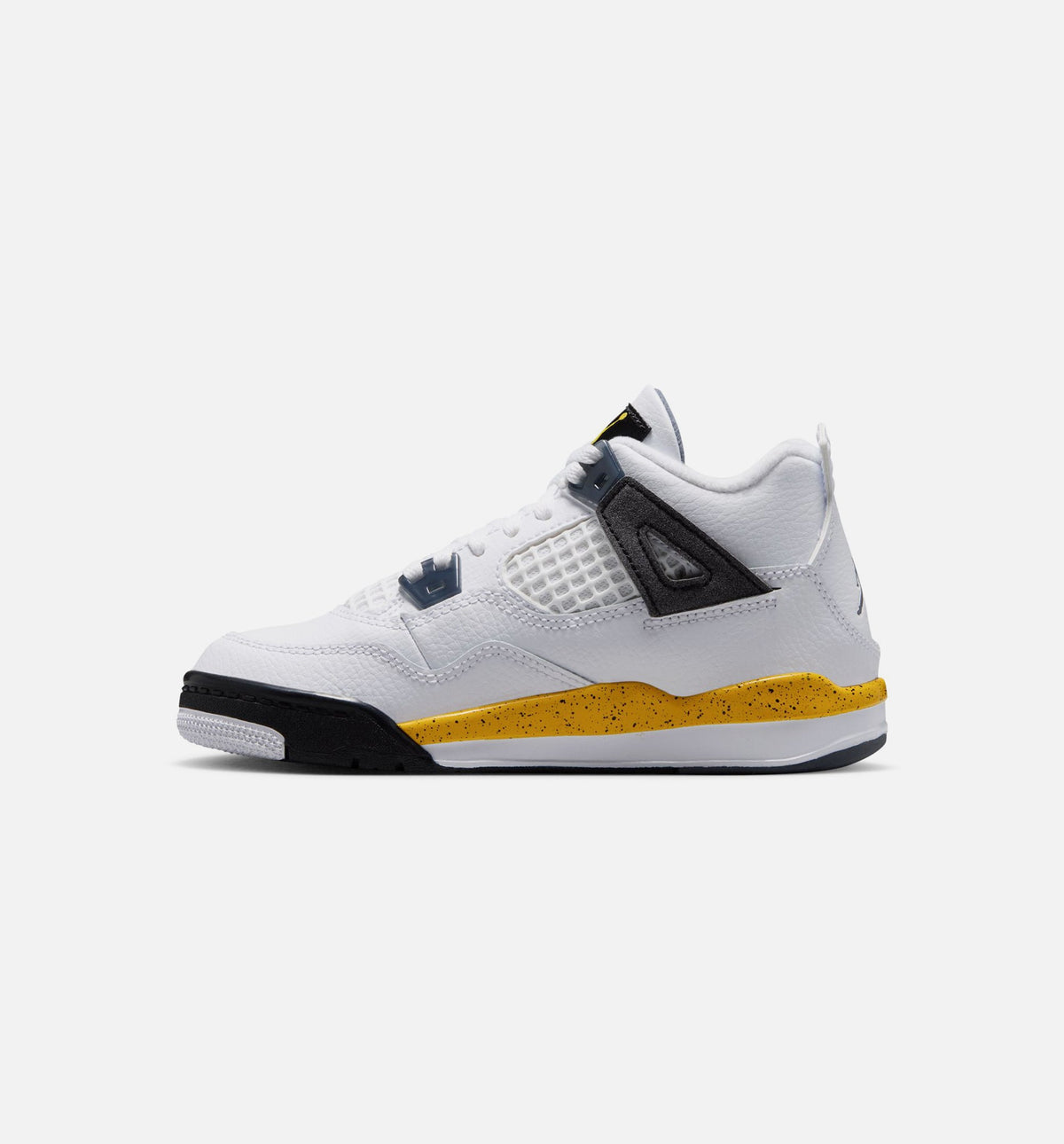 Air Jordan 4 Retro Rare Air Tour Yellow – Preschool Lifestyle Sneaker (White / Dark Blue Grey / Black / Tour Yellow)