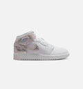 Air Jordan 1 Mid SE – Grade School Lifestyle Sneaker (White / Field Silver)