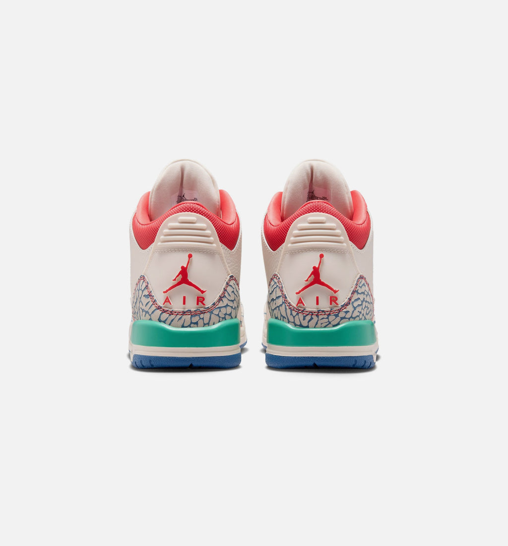 Air Jordan 3 Retro Play Your Way – Grade School Lifestyle Sneaker (Chalk / Track Red / True Blue / Kinetic Green)