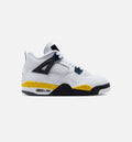 Air Jordan 4 Retro Rare Air Tour Yellow – Grade School Lifestyle Sneaker (White / Dark Blue Grey / Black / Tour Yellow)