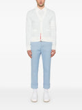 Thom Browne textured striped stitch 4-bar relaxed fit V-neck cardigan