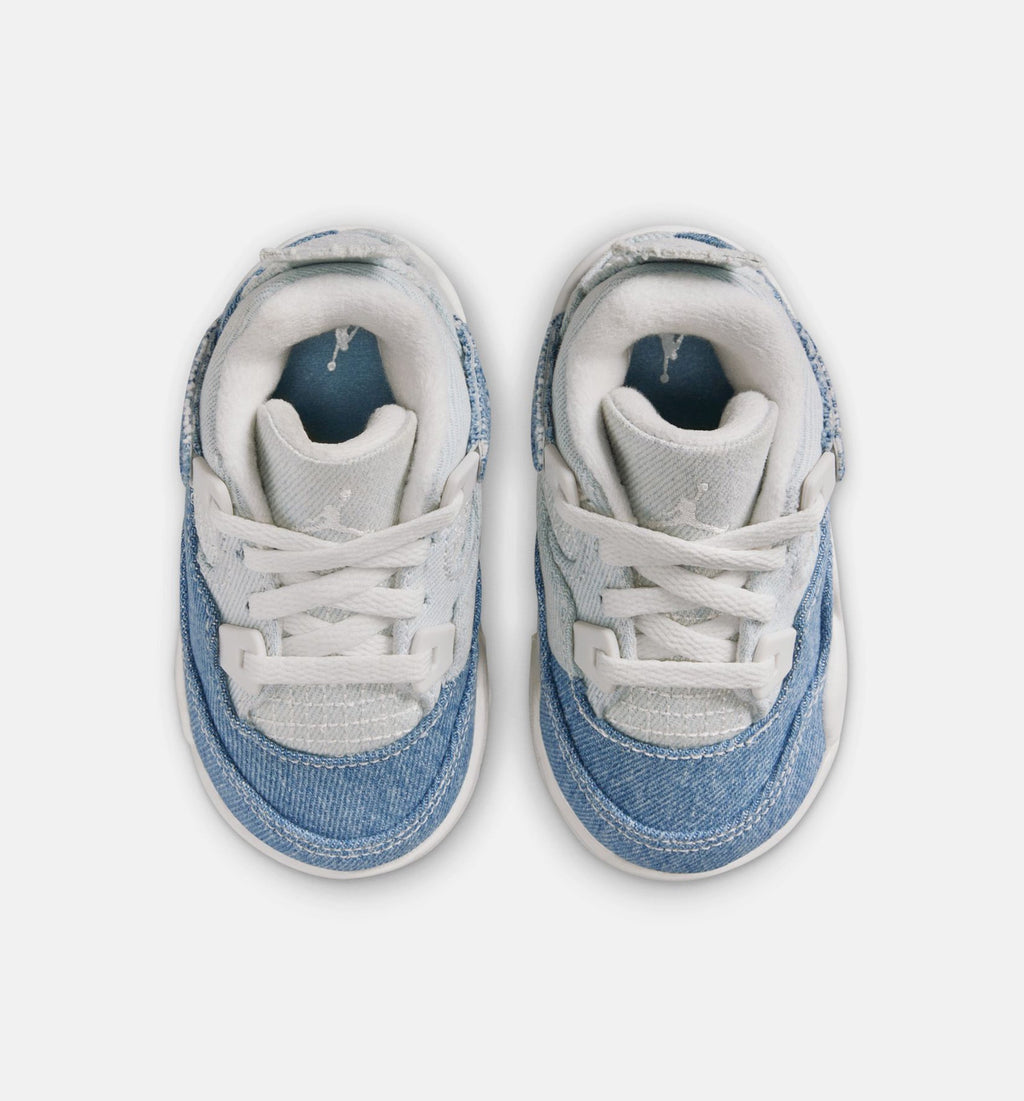 Air Jordan 4 Retro Worn Blue – Infant & Toddler Lifestyle Sneaker (Sail / Worn Blue / Metallic Gold)