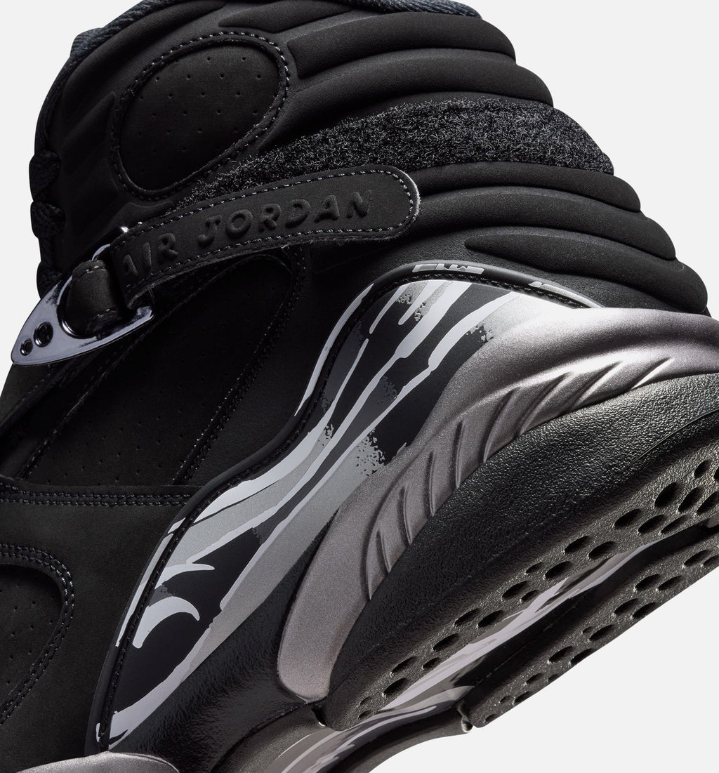 Air Jordan 8 Retro Chrome Black and Light Graphite – Men's Lifestyle Sneaker (Black / White / Light Graphite)