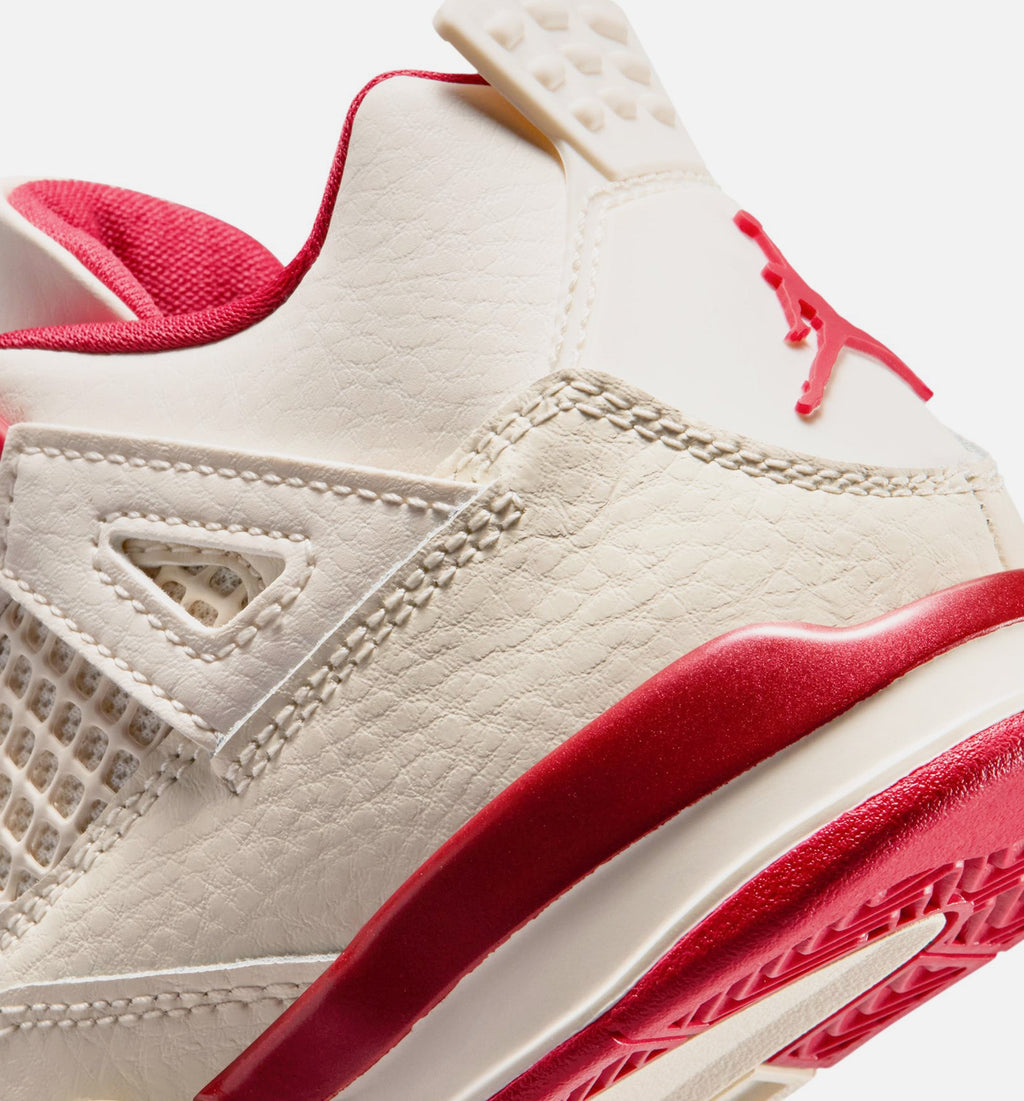 Air Jordan 4 Retro Valentine’s Day – Preschool Lifestyle Sneaker (Pale Ivory / Sierra Red / Tough Red)