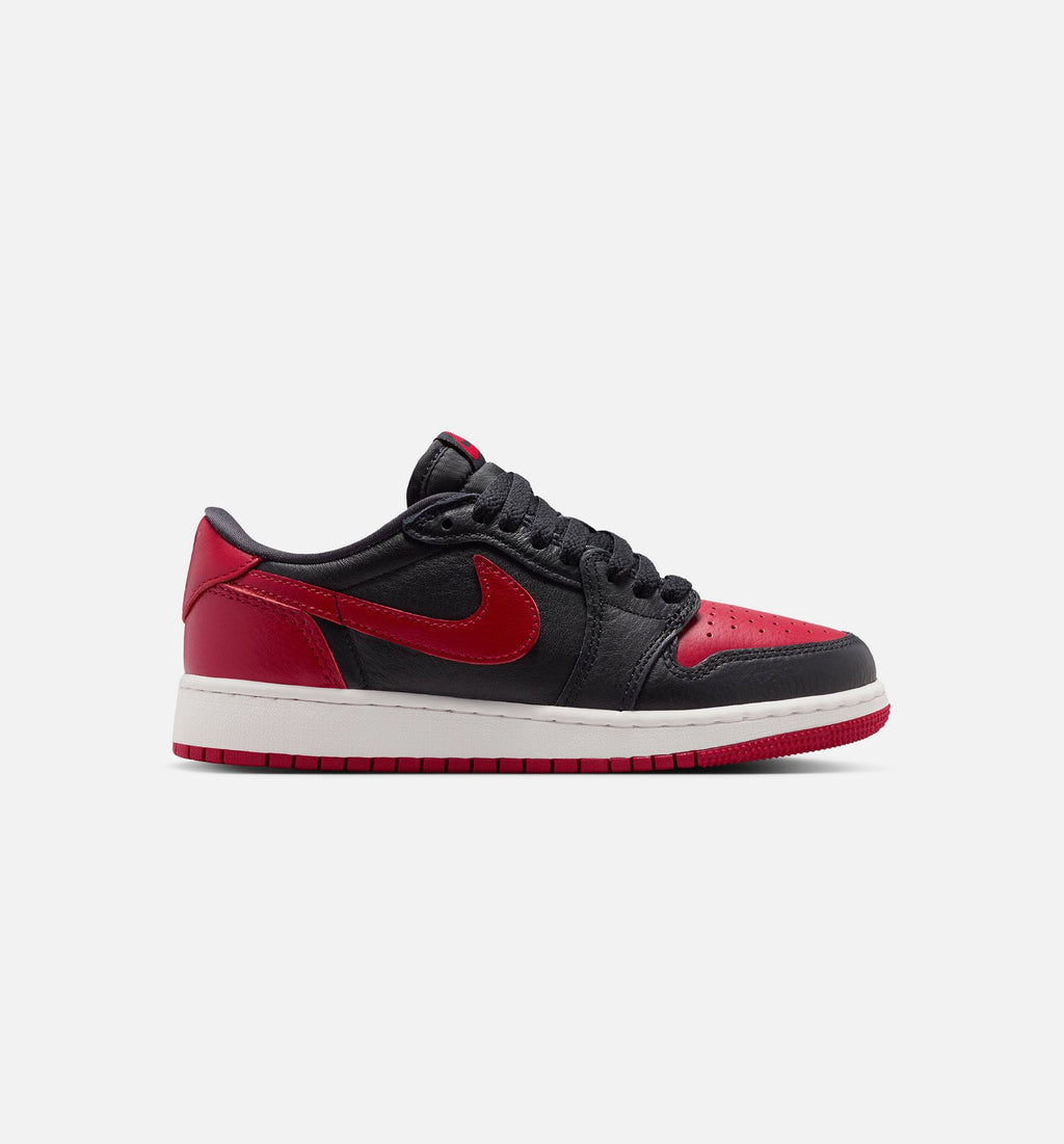 Air Jordan 1 Retro Low OG Banned – Grade School Lifestyle Sneaker (Black / Varsity Red)