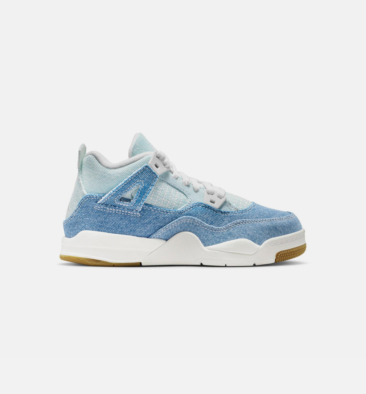 Air Jordan 4 Retro Worn Blue – Preschool Lifestyle Sneaker (Sail / Worn Blue / Metallic Gold)