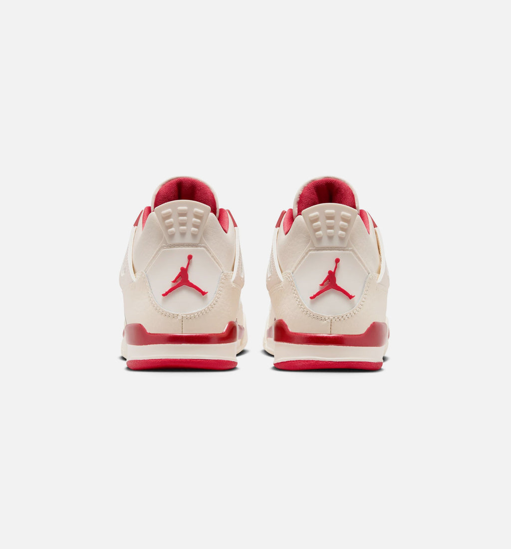 Air Jordan 4 Retro Valentine’s Day – Preschool Lifestyle Sneaker (Pale Ivory / Sierra Red / Tough Red)