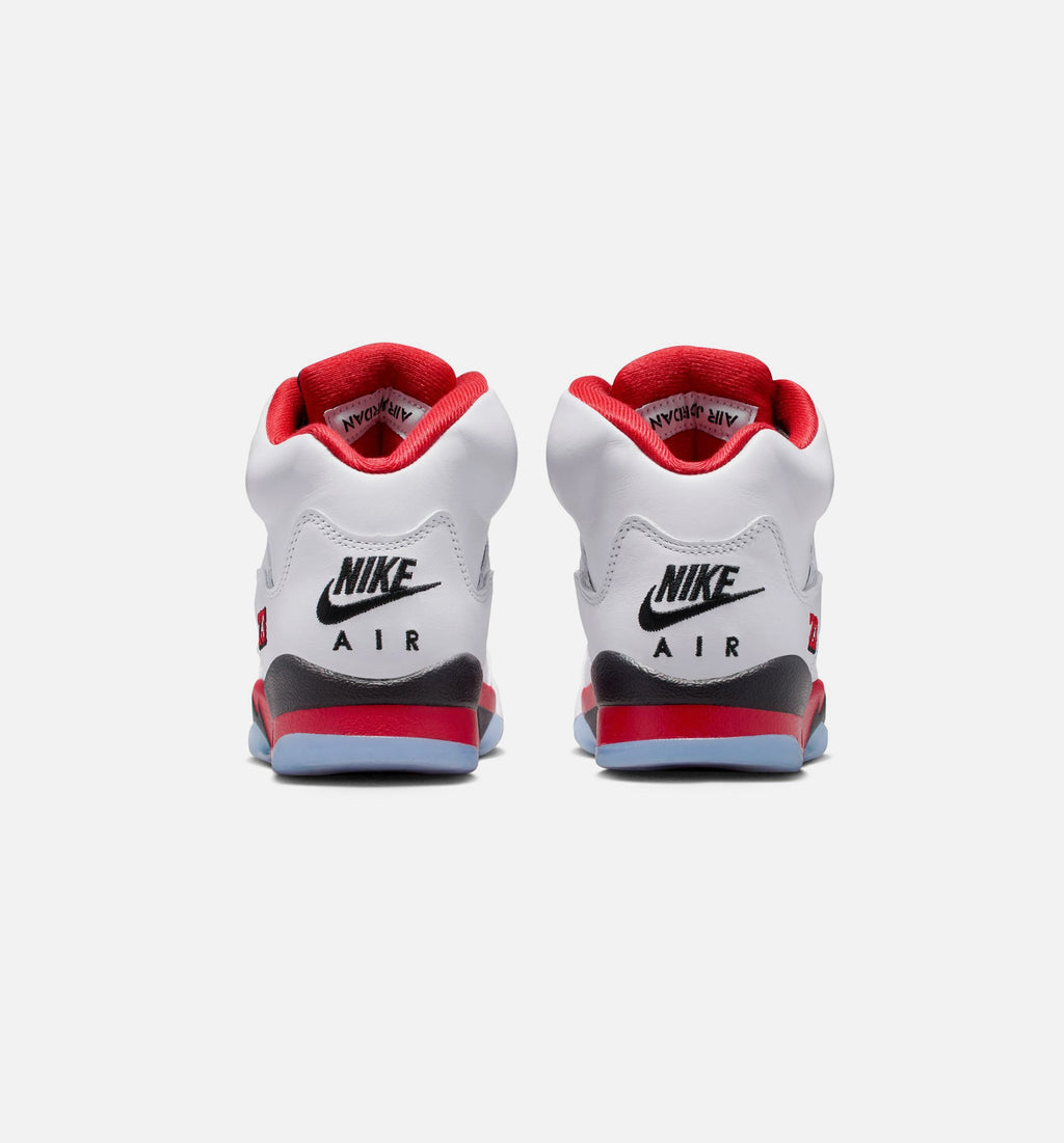 Air Jordan 5 Retro Fire Red – Grade School Lifestyle Sneaker (White / Fire Red / Black)