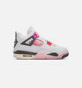 Air Jordan 4 Retro Comic – Grade School Lifestyle Sneaker (Off White / Fire Pink / Anthracite)