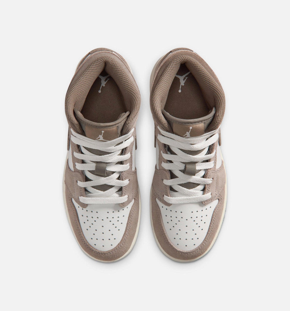 Air Jordan 1 Mid – Grade School Lifestyle Sneaker (Enigma Stone / Olive Grey)