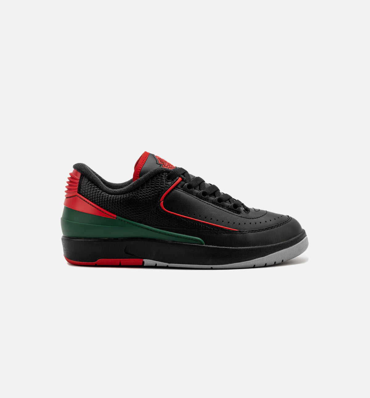 Air Jordan 2 Retro Low Christmas – Grade School Lifestyle Sneaker (Black / Fire Red / Cement Grey)