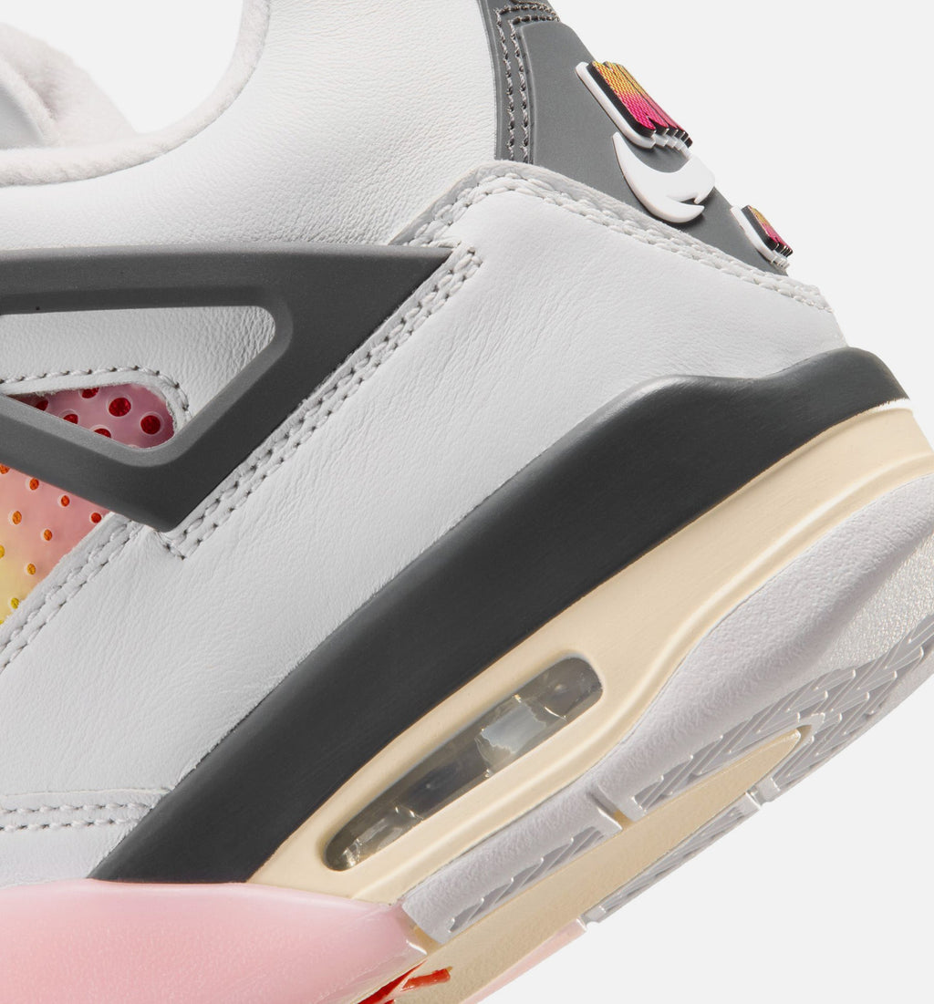 Air Jordan 4 Retro Comic – Grade School Lifestyle Sneaker (Off White / Fire Pink / Anthracite)