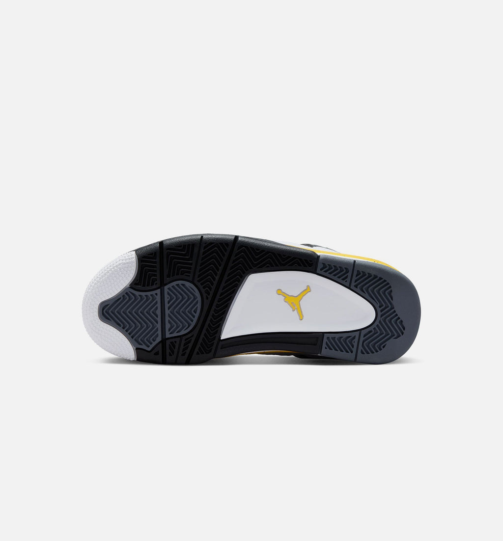 Air Jordan 4 Retro Rare Air Tour Yellow – Grade School Lifestyle Sneaker (White / Dark Blue Grey / Black / Tour Yellow)