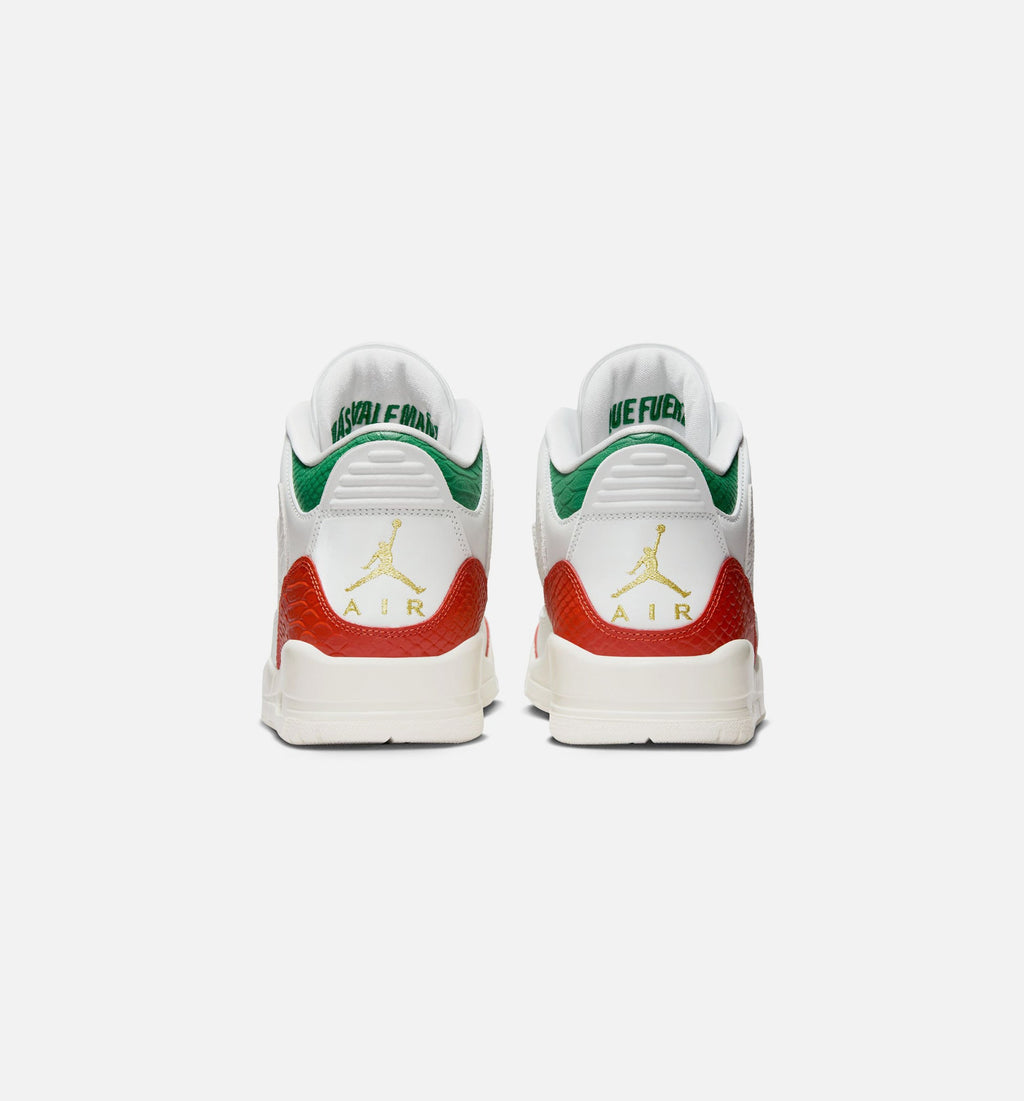 Air Jordan 3 Retro El Vuelo – Men's Lifestyle Sneaker (Summit White / Pine Green / Dragon Red / Metallic Gold)