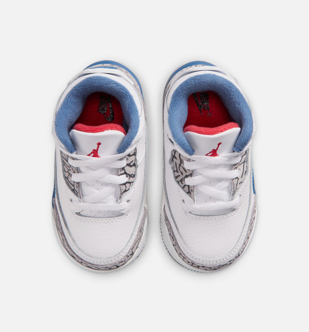 Air Jordan 3 Retro OG True Blue – Infant & Toddler Lifestyle Sneaker (White / Fire Red / True Blue)