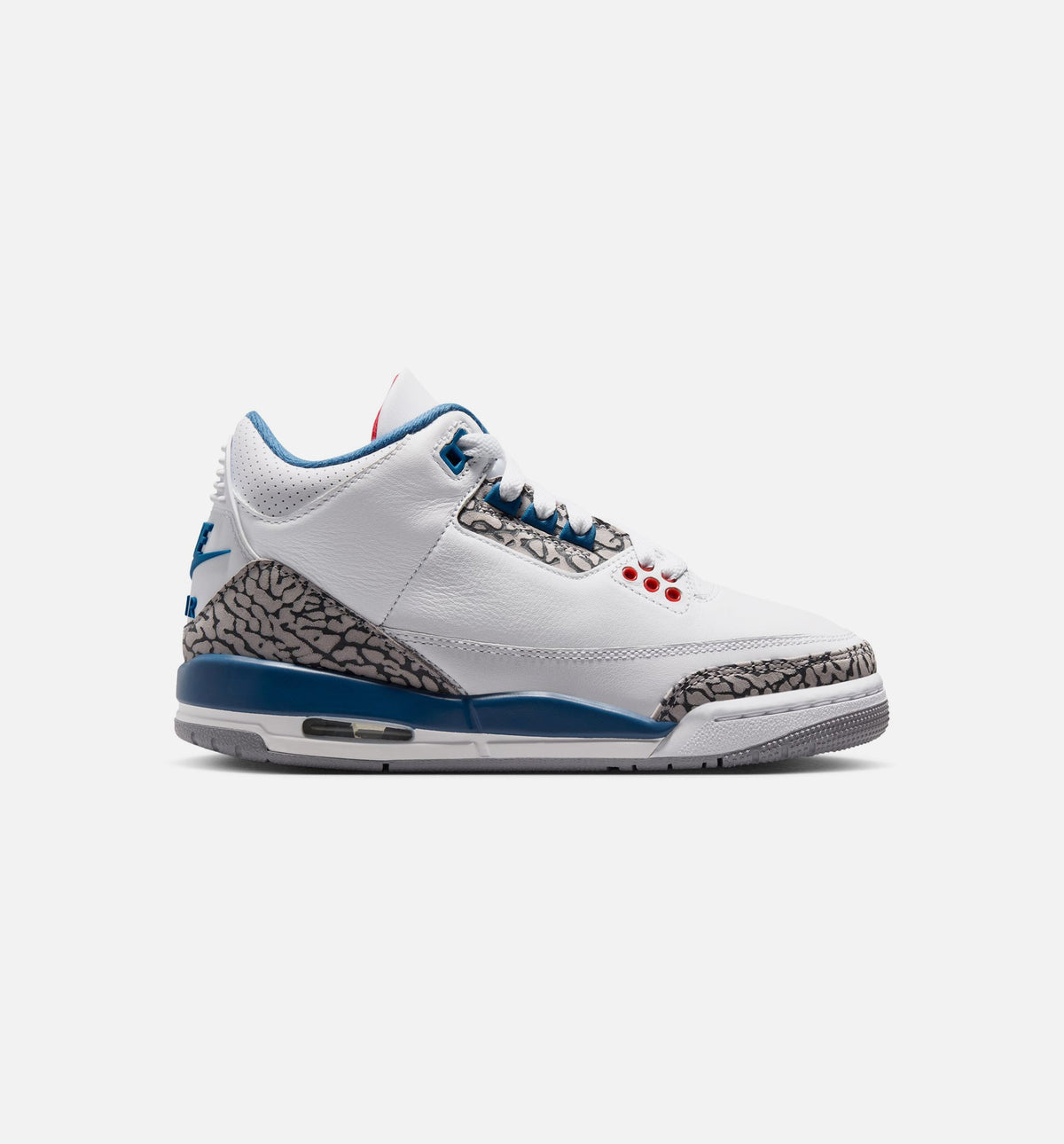 Air Jordan 3 Retro OG True Blue – Grade School Lifestyle Sneaker (White / Fire Red / True Blue)