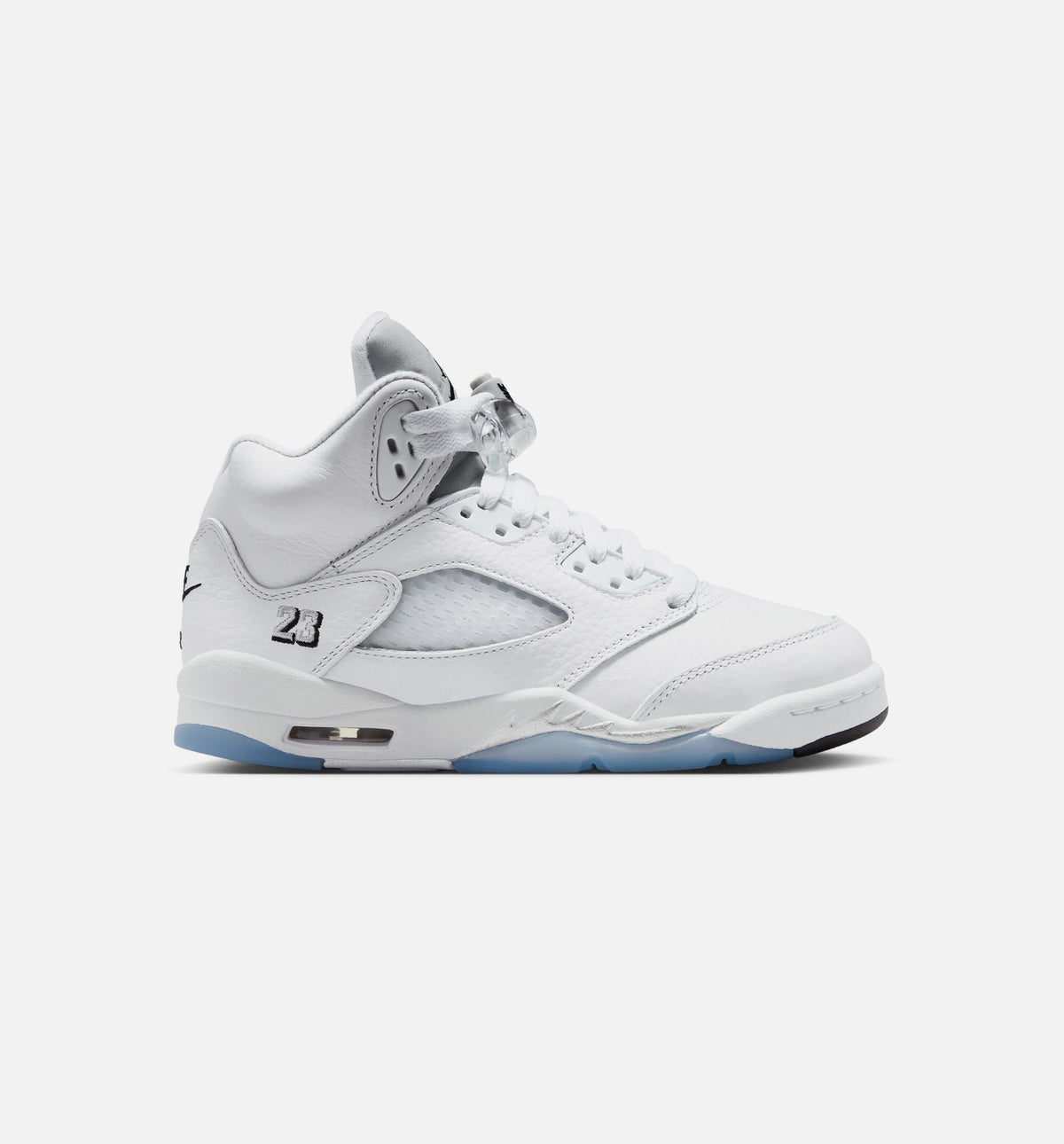 Air Jordan 5 Retro OG White Metallic – Grade School Lifestyle Sneaker (White / Black / Metallic Silver)