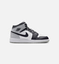 Air Jordan 1 Mid – Grade School Lifestyle Sneaker (White / Light Smoke Grey / Black)