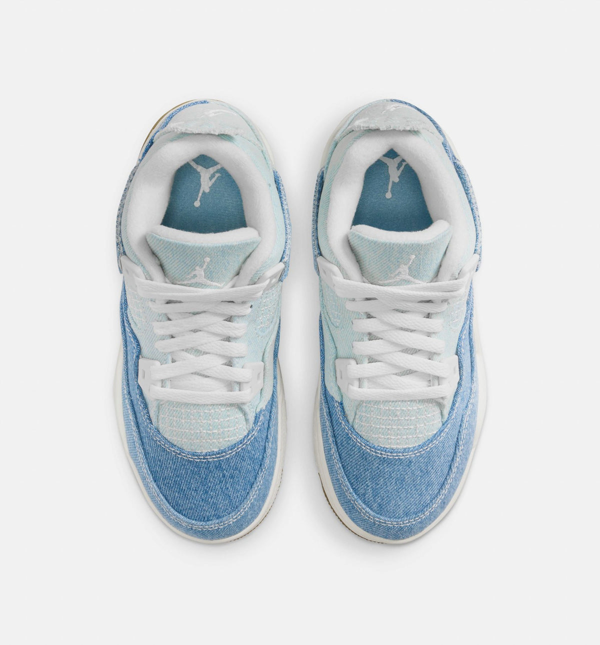 Air Jordan 4 Retro Worn Blue – Preschool Lifestyle Sneaker (Sail / Worn Blue / Metallic Gold)