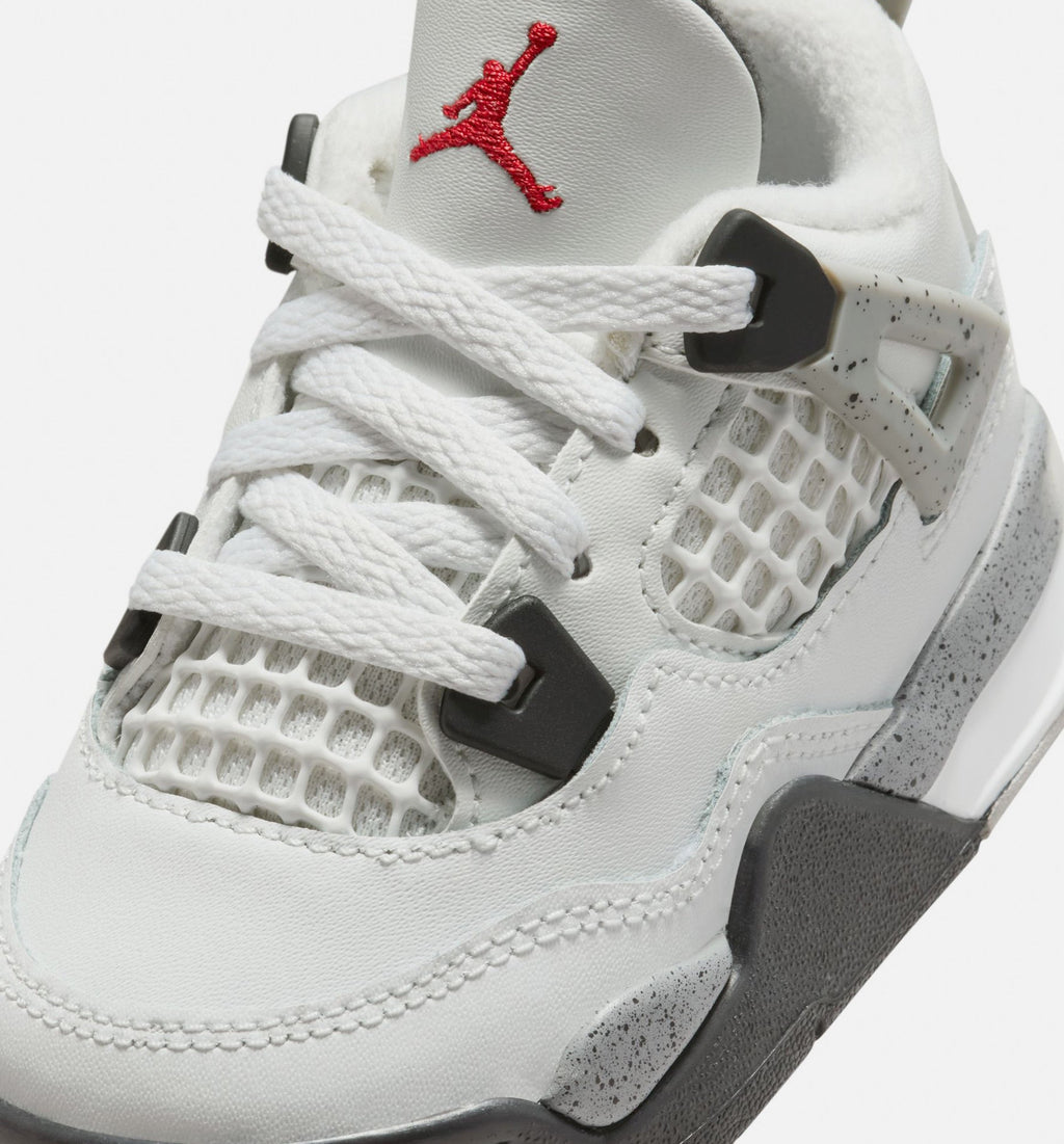 Air Jordan 4 Retro White Cement – Infant & Toddler Lifestyle Sneaker (Summit White / Fire Red / Cement Grey / Black)