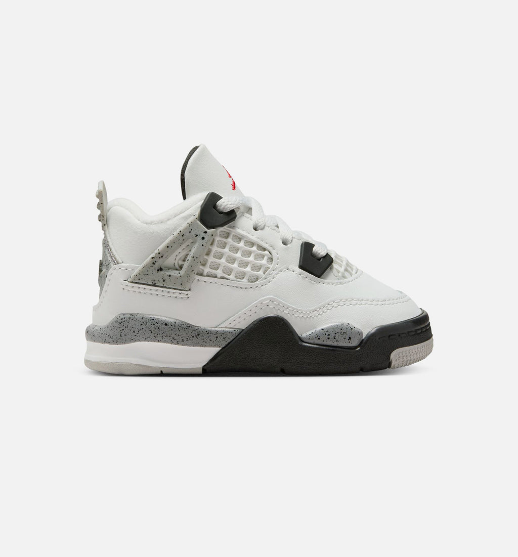 Air Jordan 4 Retro White Cement – Infant & Toddler Lifestyle Sneaker (Summit White / Fire Red / Cement Grey / Black)