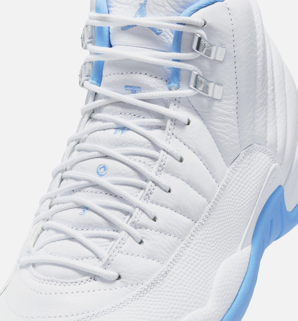 Air Jordan 12 Retro White and University Blue – Men's Lifestyle Sneaker (White / University Blue / Metallic Silver)