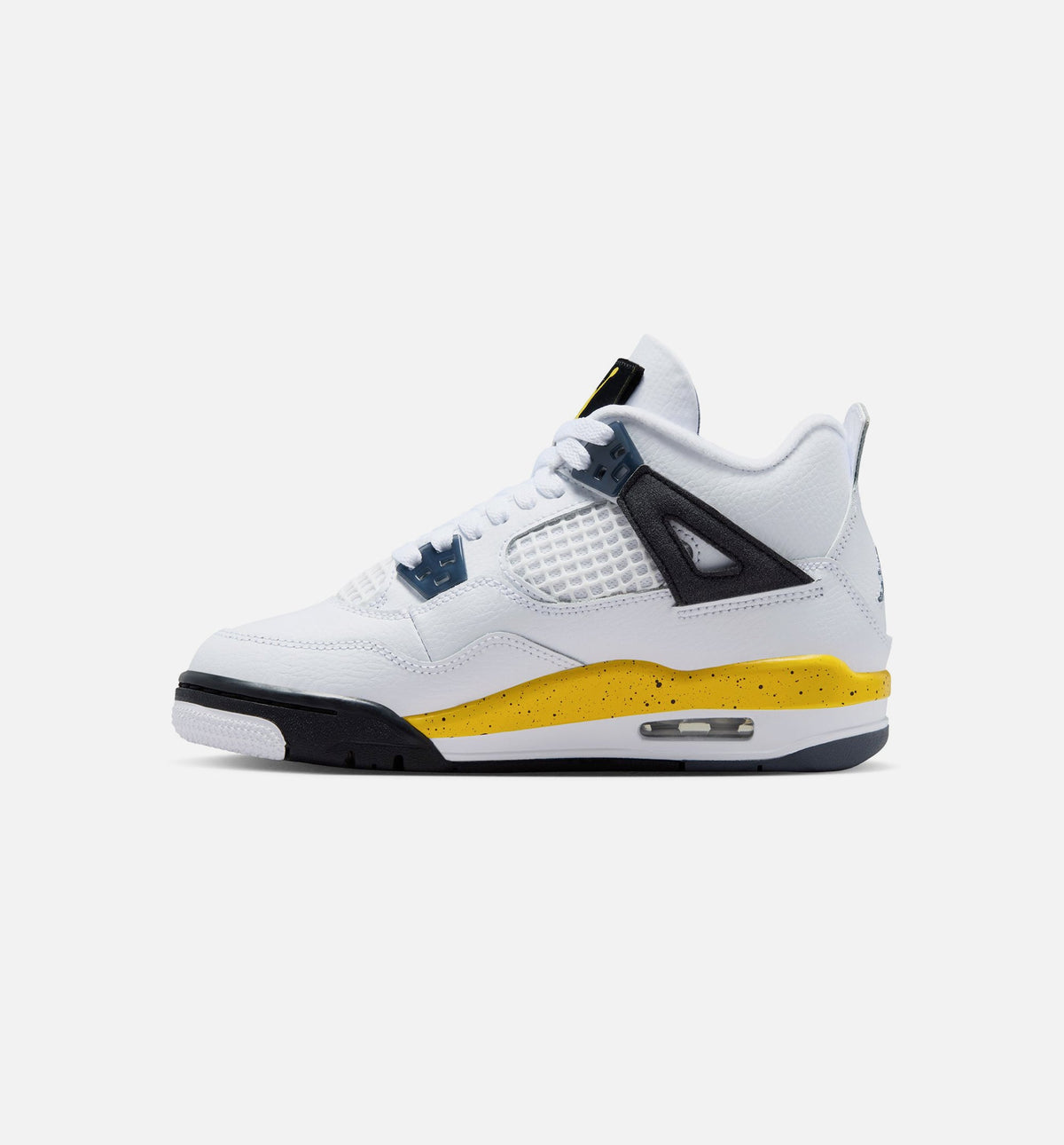 Air Jordan 4 Retro Rare Air Tour Yellow – Grade School Lifestyle Sneaker (White / Dark Blue Grey / Black / Tour Yellow)