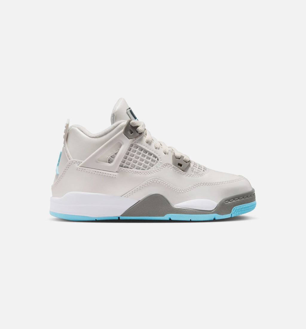 Air Jordan 4 Retro Blue Chill – Preschool Lifestyle Sneaker (Photon Dust / Blue Chill / Flat Pewter / Blue Tint)