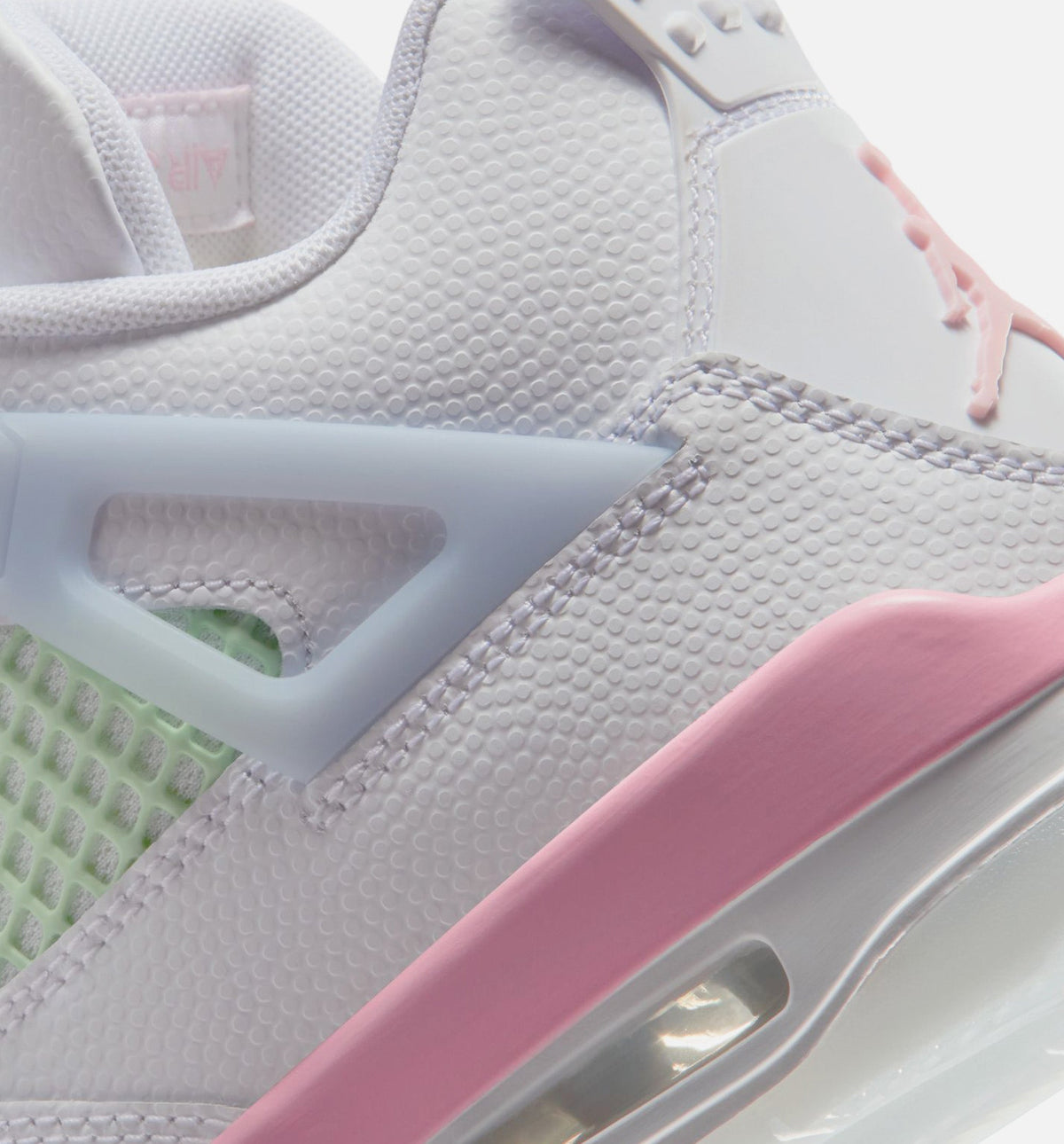 Air Jordan 4 Retro Medium Soft Pink – Grade School Lifestyle Sneaker (White / Medium Soft Pink / Half Blue)
