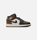 Air Jordan 1 Mid – Grade School Lifestyle Sneaker (Black / Palomino / University Red)