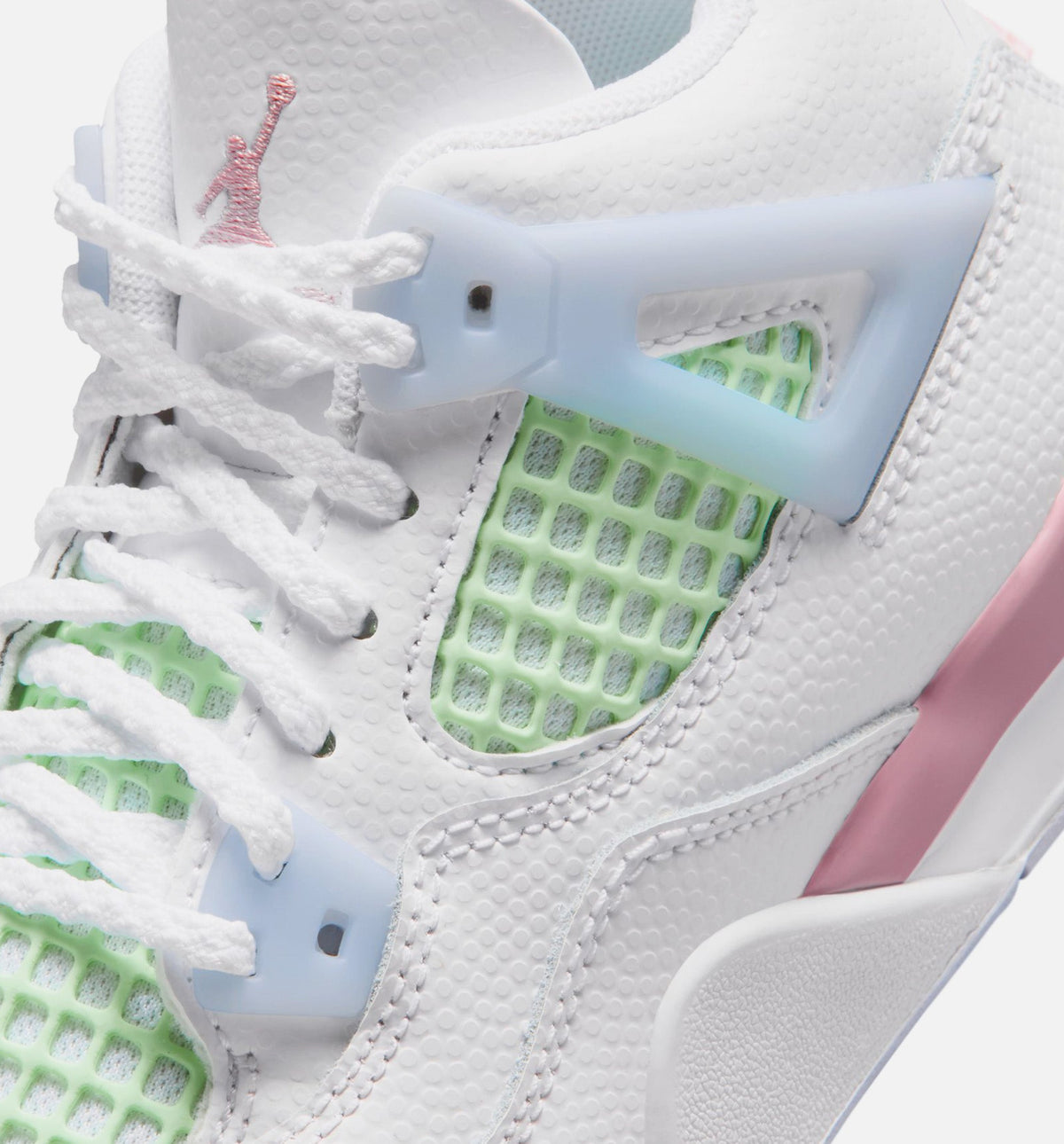 Air Jordan 4 Retro Medium Soft Pink – Preschool Lifestyle Sneaker (White / Medium Soft Pink / Half Blue)