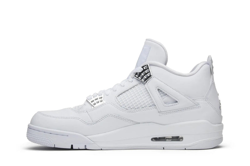 Air Jordan 4 Retro 'Pure Money' 2017 – All-White Premium Sneaker with Metallic Silver Accents