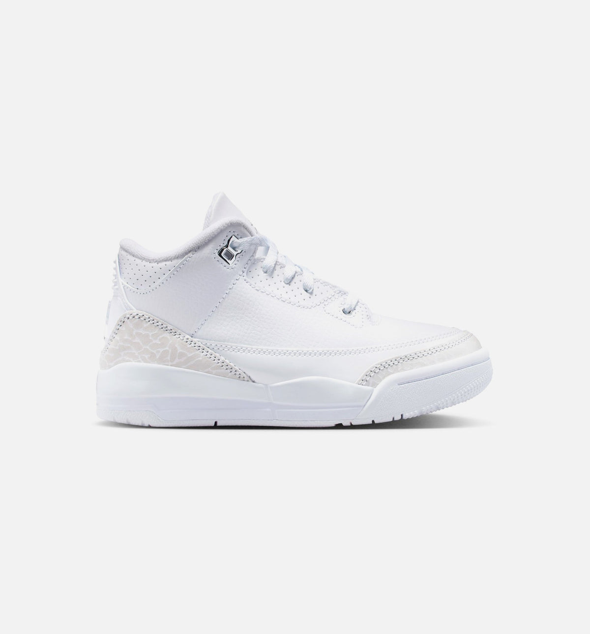 Air Jordan 3 Retro White & Silver – Preschool Lifestyle Sneaker (White / Metallic Silver)