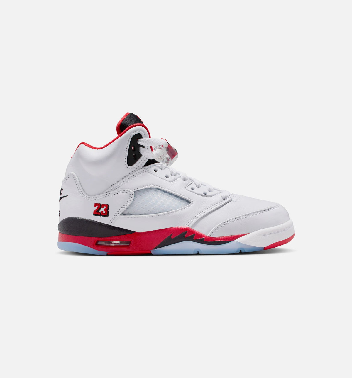 Air Jordan 5 Retro Fire Red – Grade School Lifestyle Sneaker (White / Fire Red / Black)