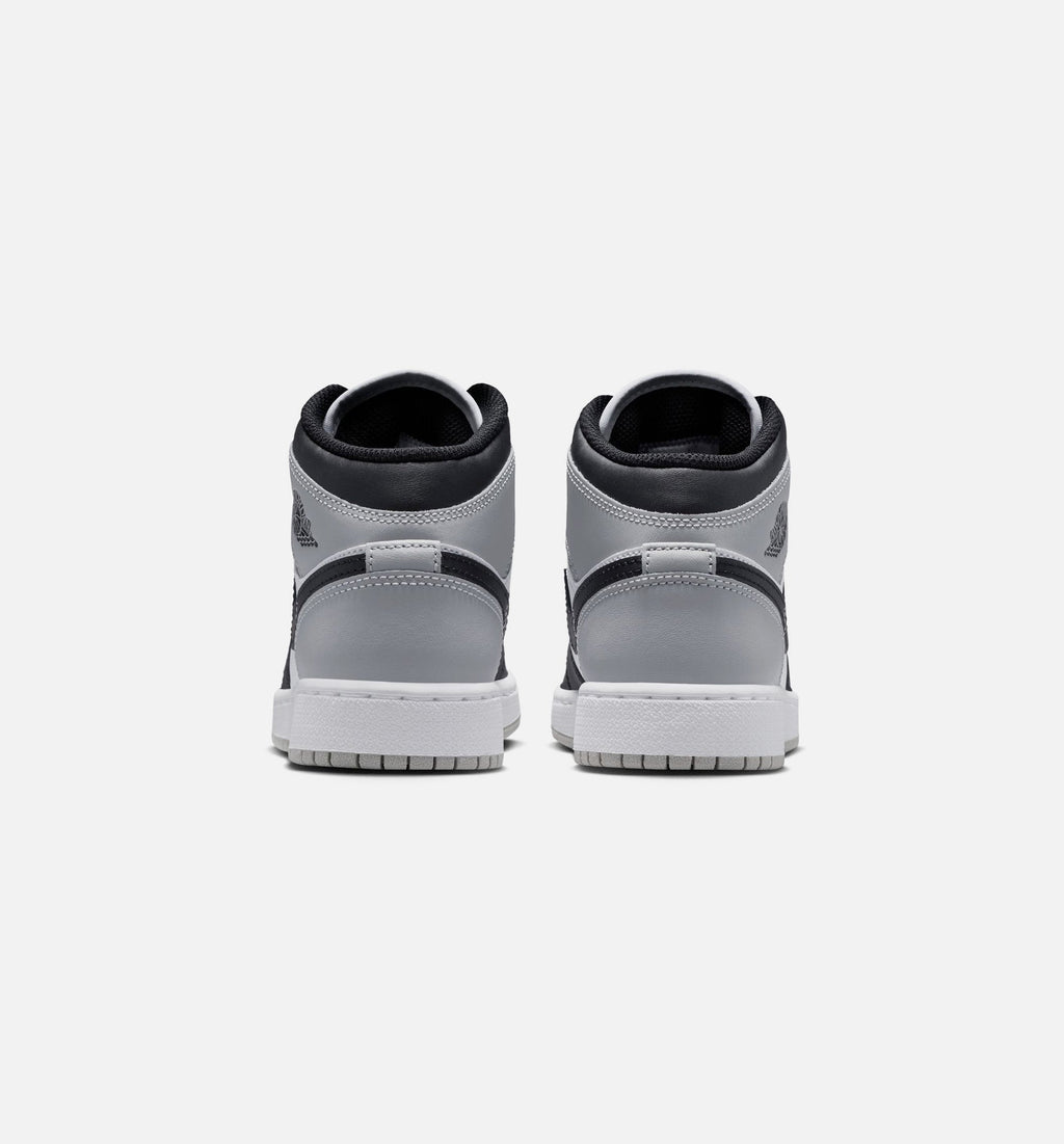 Air Jordan 1 Mid – Grade School Lifestyle Sneaker (White / Light Smoke Grey / Black)