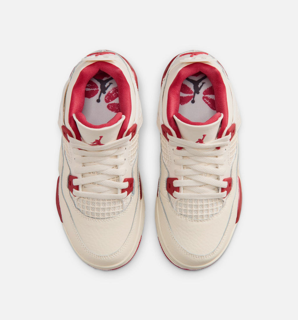 Air Jordan 4 Retro Valentine’s Day – Preschool Lifestyle Sneaker (Pale Ivory / Sierra Red / Tough Red)