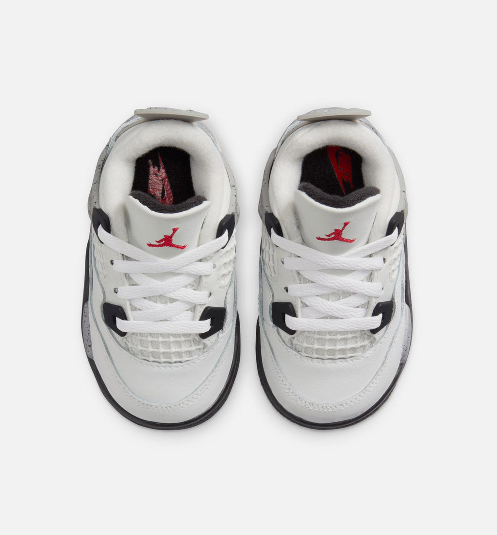 Air Jordan 4 Retro White Cement – Infant & Toddler Lifestyle Sneaker (Summit White / Fire Red / Cement Grey / Black)