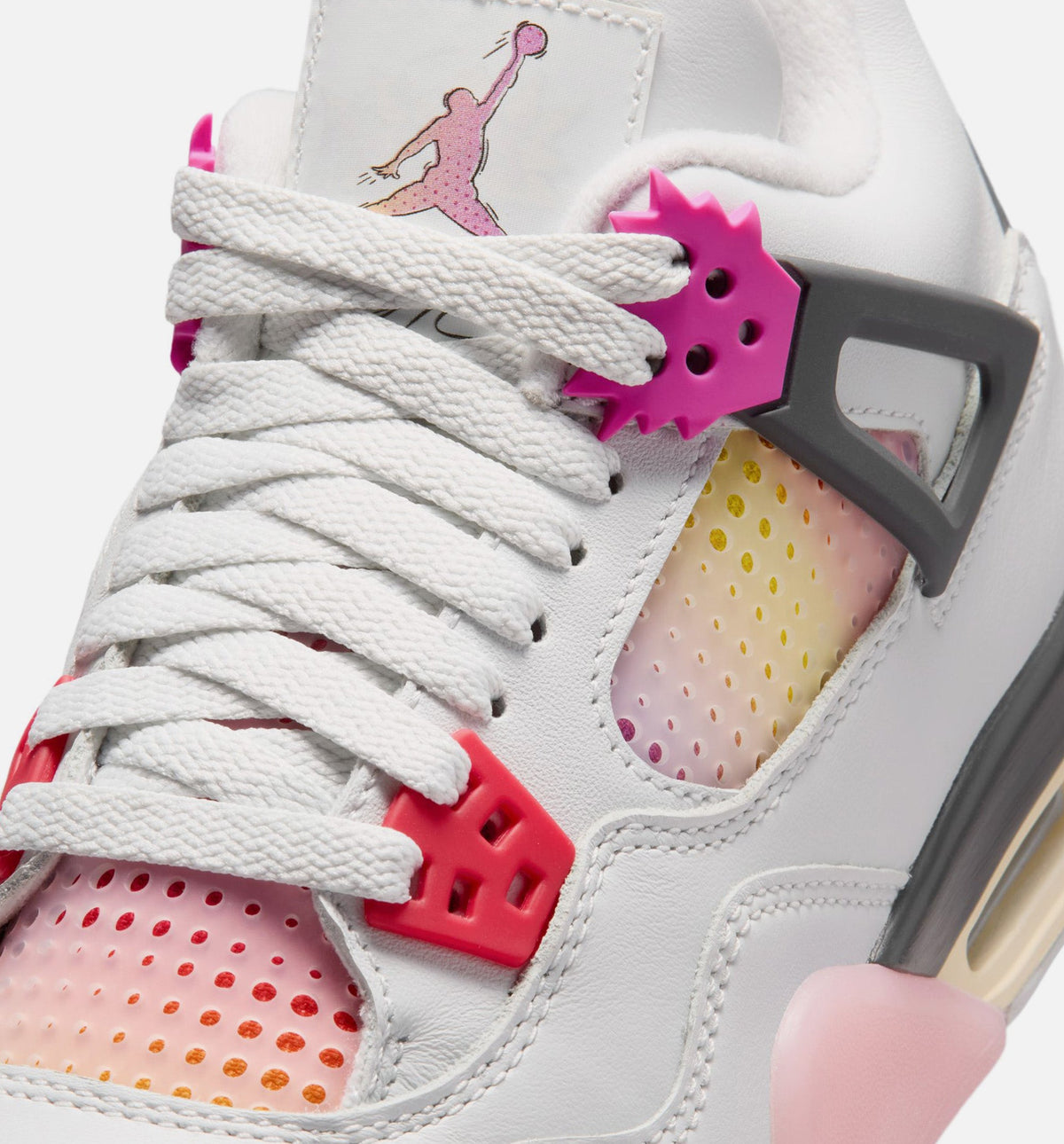 Air Jordan 4 Retro Comic – Grade School Lifestyle Sneaker (Off White / Fire Pink / Anthracite)