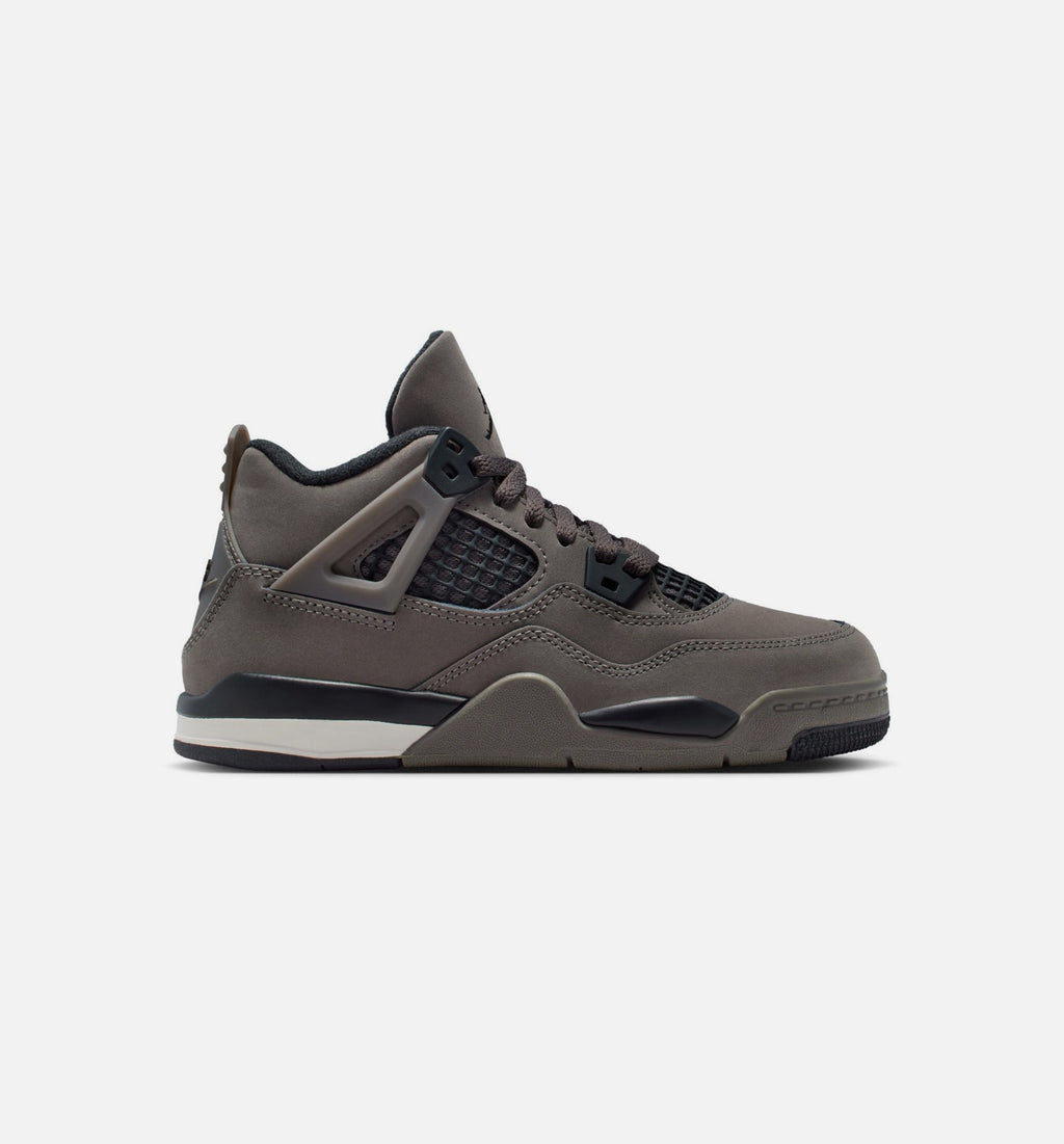 Air Jordan 4 Retro Cave Stone & Black – Preschool Lifestyle Sneaker (Cave Stone / Black / Moon Particle)