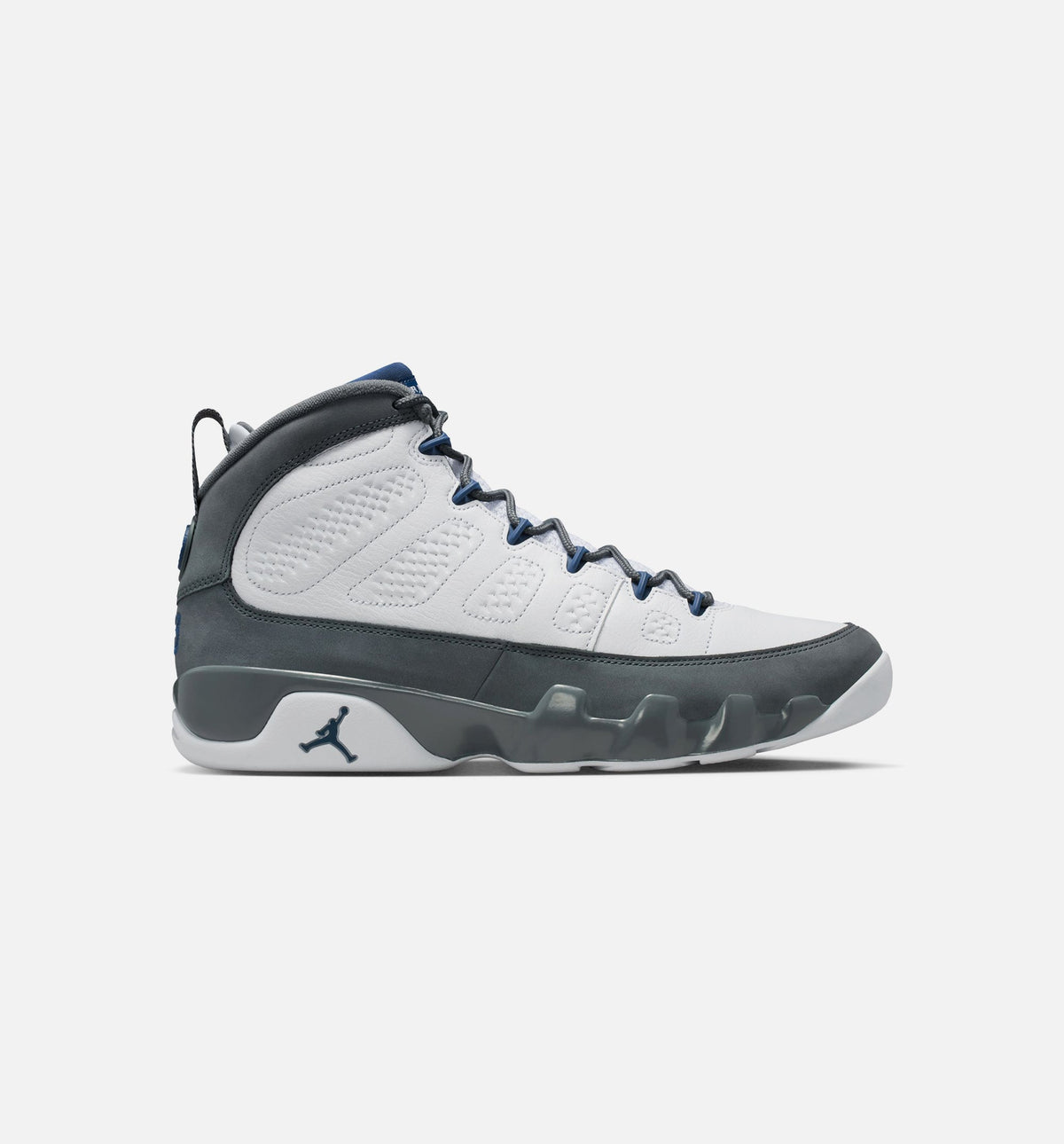 Air Jordan 9 Retro Flint Grey and French Blue – Men's Lifestyle Sneaker (White / French Blue / Flint Grey)